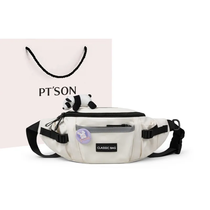 PT'SON Fabric Fanny Pack Sling Bag Shoulder Bag Crossbody Bag Regular Unisex Ecru-0