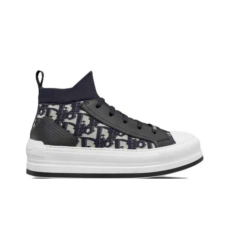 DIOR Walk'n'Dior Mid-Top Skateboard Shoes Women's Black White-1