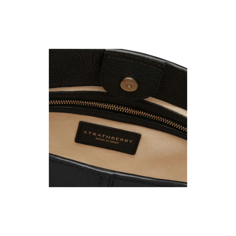 Strathberry Grained Calfskin Bucket Bag Hobo Bag Handbag Shoulder Bag Women's Black-3