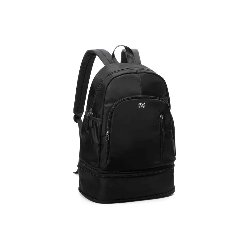 QING QI ZHE Fabric Backpack Travel Backpack Backpack Unisex Black Ecru Light Blue-2