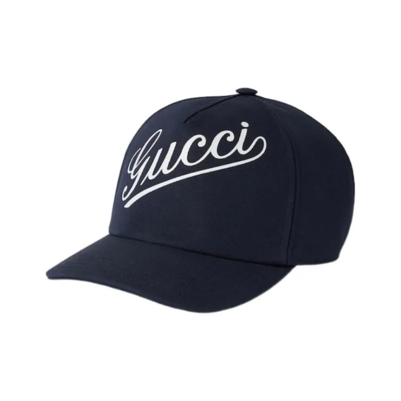 GUCCI Cotton Baseball Caps Unisex Marine Blue-0