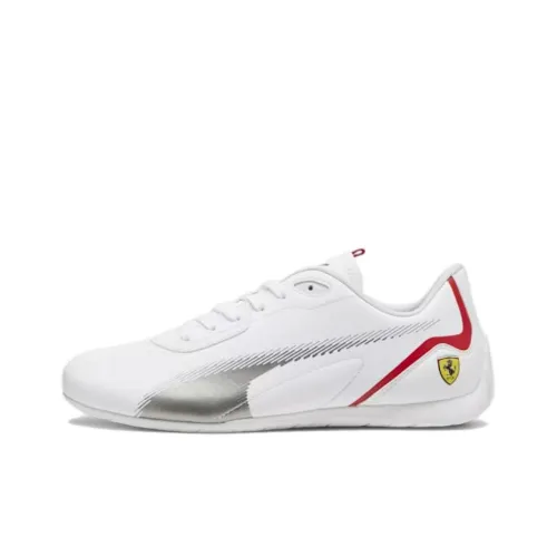 PUMA Scuderia Ferrari Anti Slip Wear Resistant Low Top Casual Shoes Unisex White Silver
