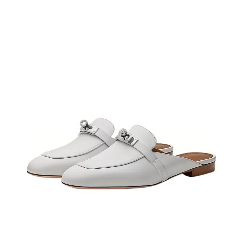 HERMES Casual Single Shoes Women's White-2