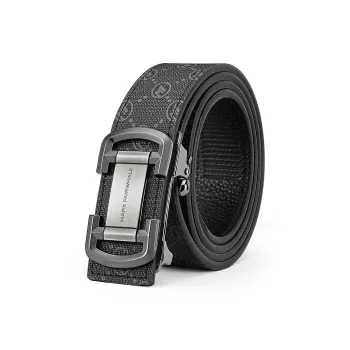 FAIRWHALE Business Casual Automatic Buckle Inner Mesh Belt Pvc Leather Belts Men's Width 3.5CM