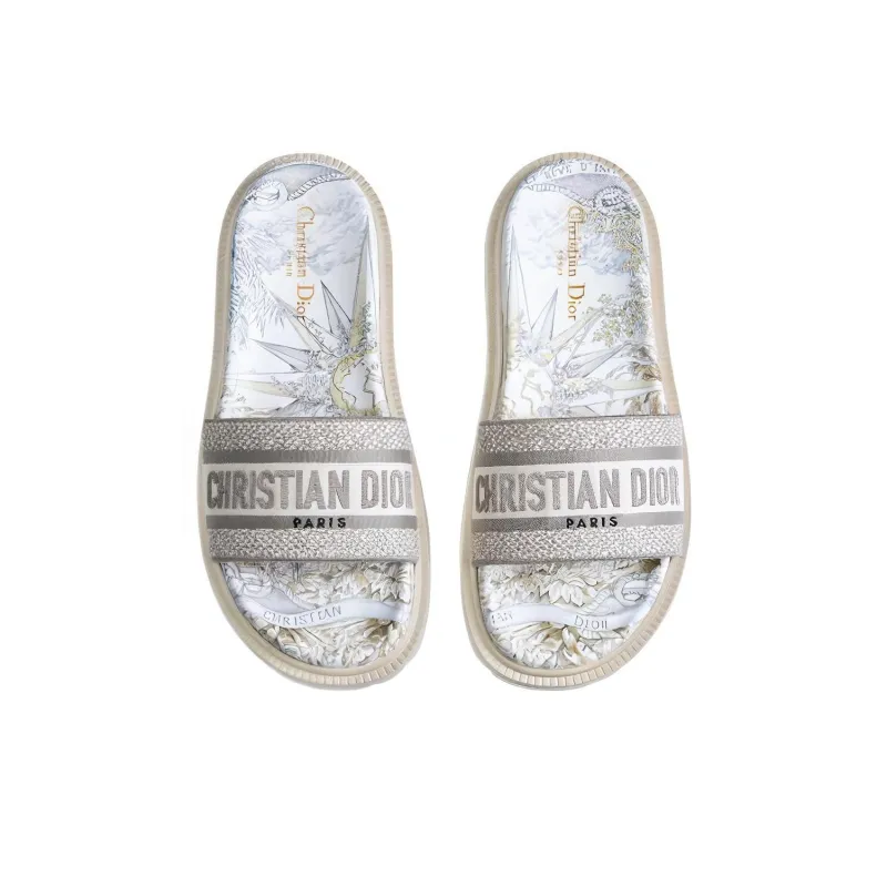 DIOR Dway EVA Quick Dry Slide Slippers Women's White Gray-3