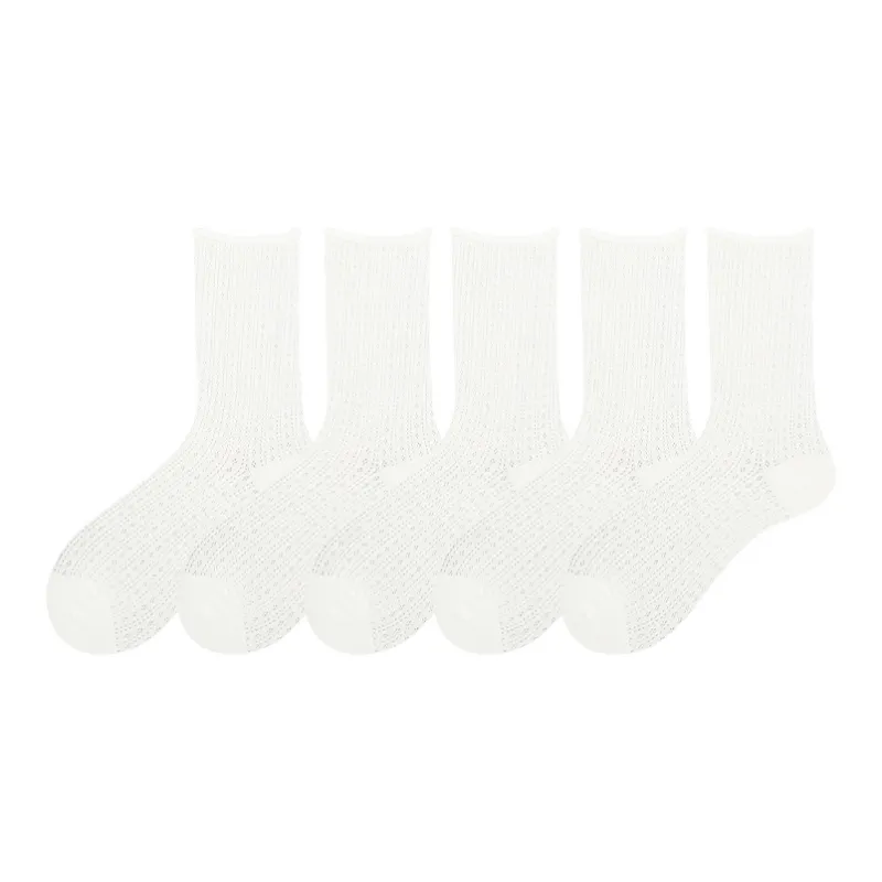 COTTON CHEESE Mid Calf Socks Women's 5 Pack-0