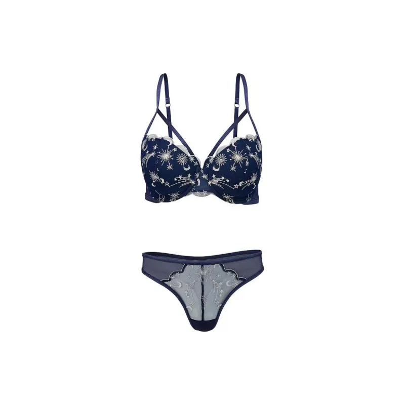 Victoria's Secret Estelle Balconette Bra And Panty Set In / M B Underwear Set Women's Medieval Blue-0