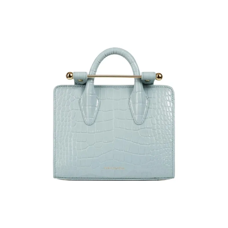 Strathberry Calfskin Tote Bag Shopping Bag Shoulder Bag Crossbody Bag Mini Women's Light Blue-0