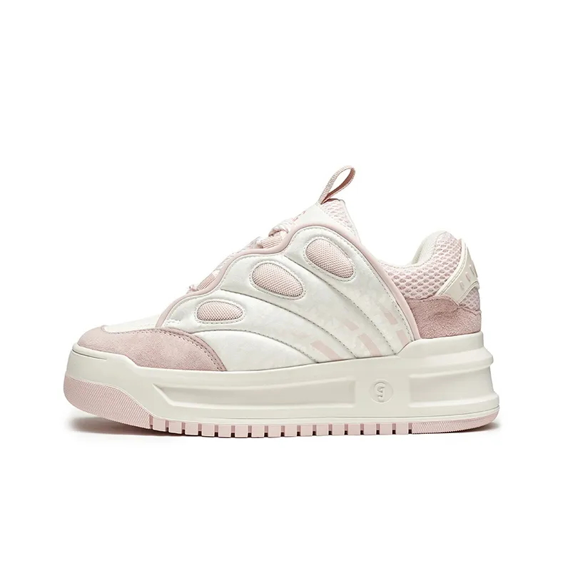 GONGJI Skateboard Shoes Women's Mid Top Pink White-1