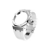 Silver Case Silver Circle White Strap