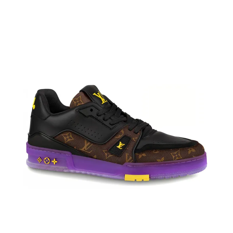 LOUIS VUITTON X Lakers Lv Trainers 'Brown Monogram With Black Purple'-1