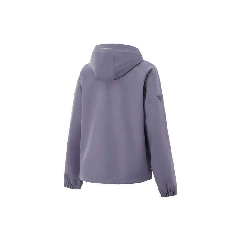 LiNing Fitness Collection Ruffle Trench Coat Women's Crow Gray Purple-1