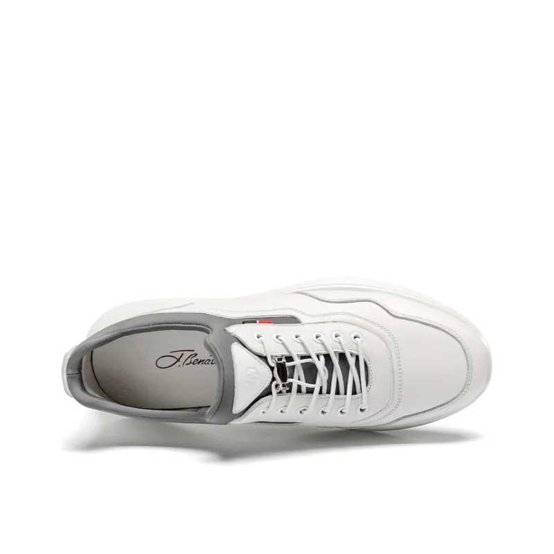 J.BENATO Low Top Casual Shoes 3.5cm Men's White-4
