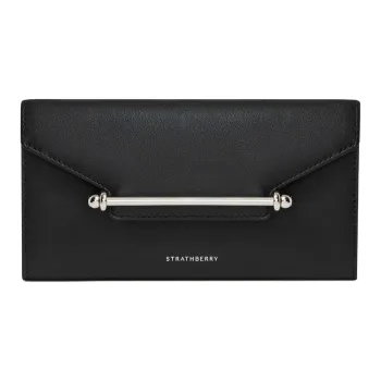 Strathberry Smooth Calf Leather Shoulder Bag Crossbody Bag Wallet Women's Black