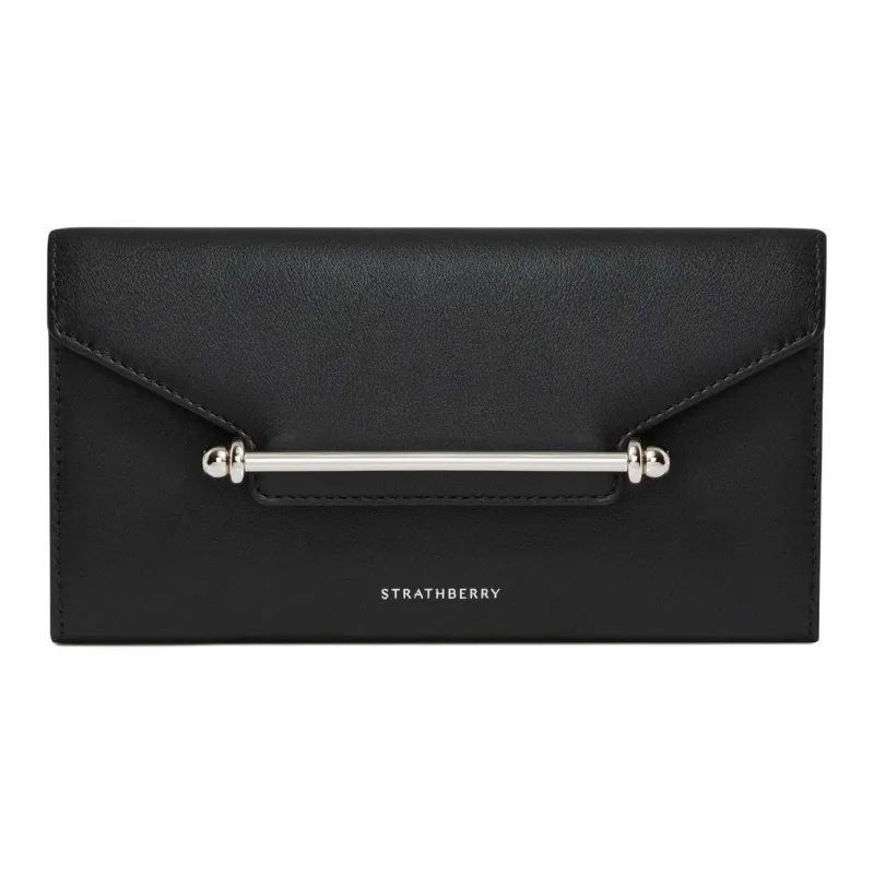 Strathberry Smooth Calf Leather Shoulder Bag Crossbody Bag Wallet Women's Black-0