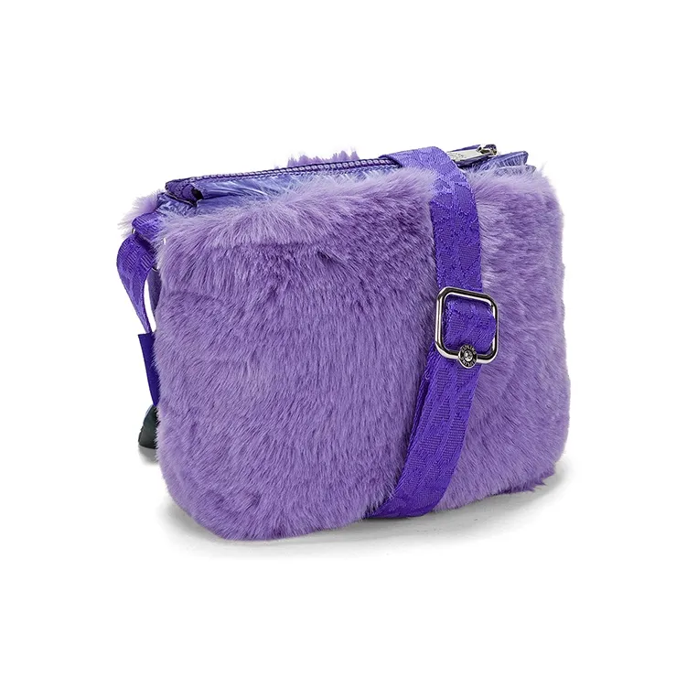 Kipling Polyester Shoulder Bag, Crossbody Bag Regular Unisex Pink Purple Fuzzy-2