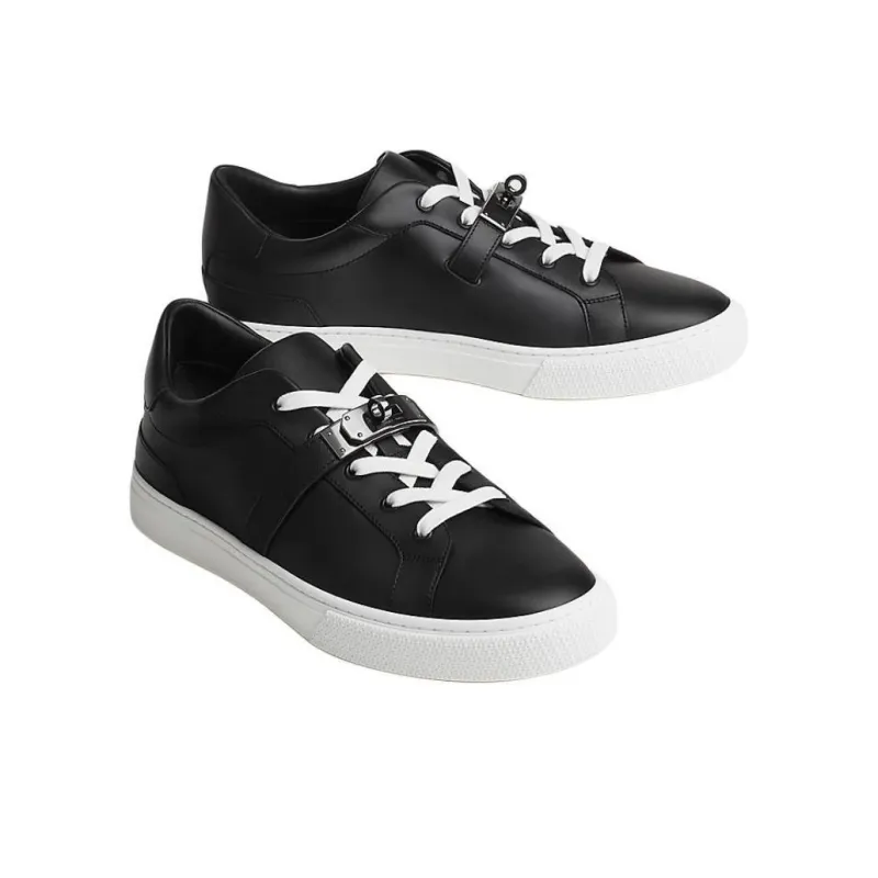HERMES Day Collection Low Top Stylish Skateboarding Shoes Men's Black-3