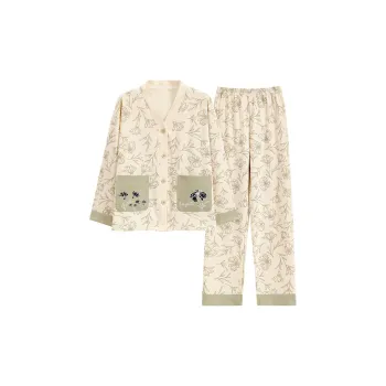 Urban Beauty Pajama Set Women's Beige Yellow