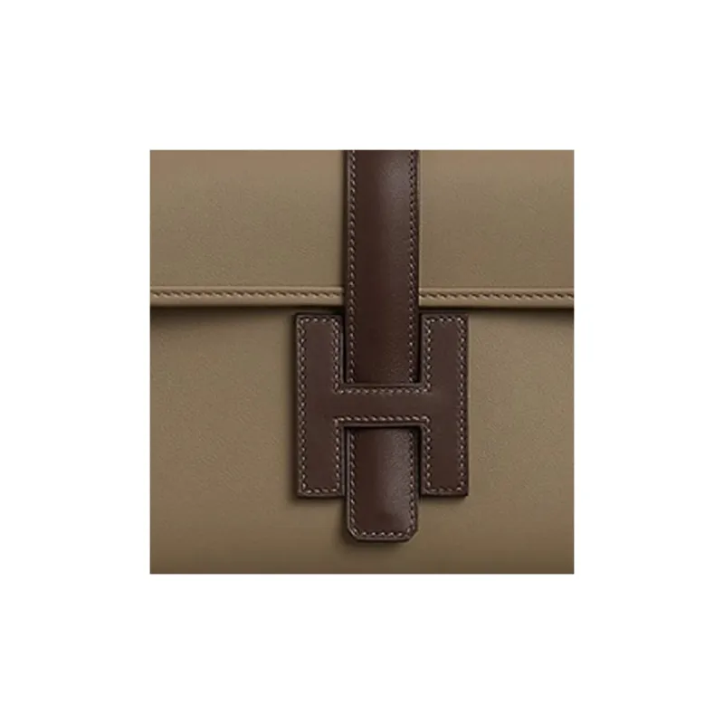 HERMES Jige Elan Swift Leather Clutch Women's Mocha & Umber-2