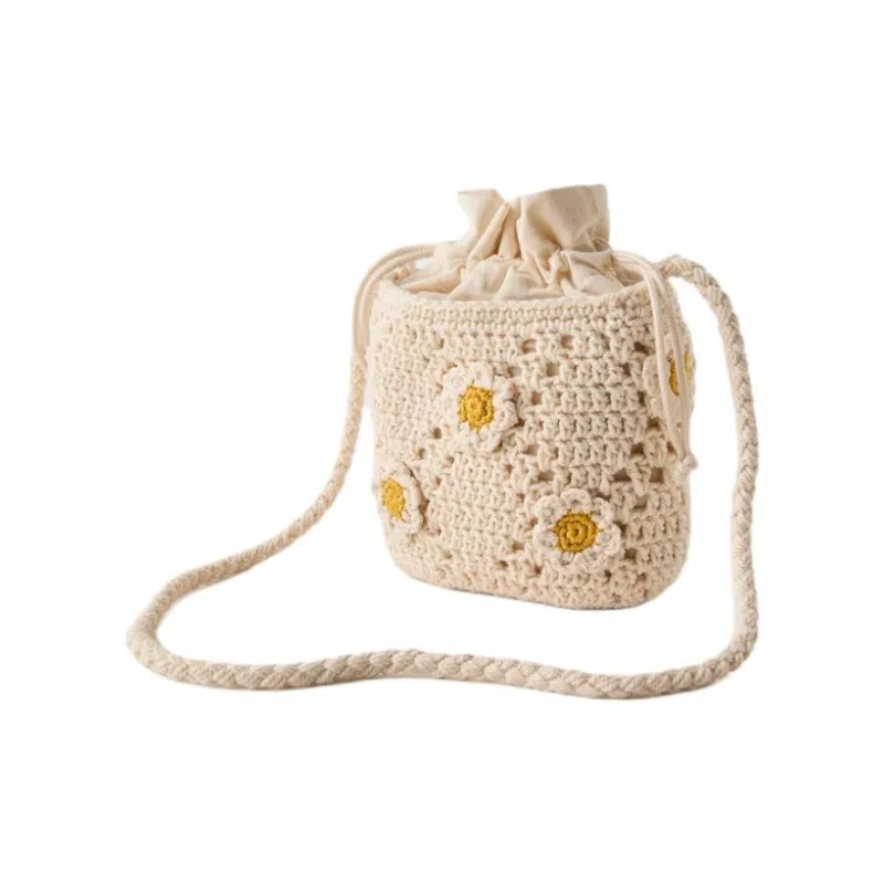ZARA Polyester Bucket Bags Shoulder Bag Crossbody Bag Women's Light Beige Yellow-2
