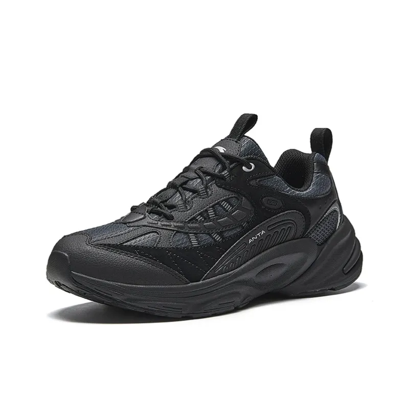 Anta Running Collection Slip Resistant Abrasion Resistant Shock Absorbers Low Top Casual Running Shoes Men's Black-1