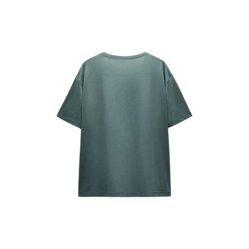 ZARA T Shirt Women's Gray Green-1