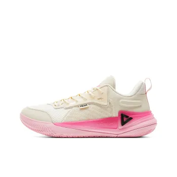 PEAK Basketball Shoes Men Low Top Light Khaki/Orange Yellow/Pink Green
