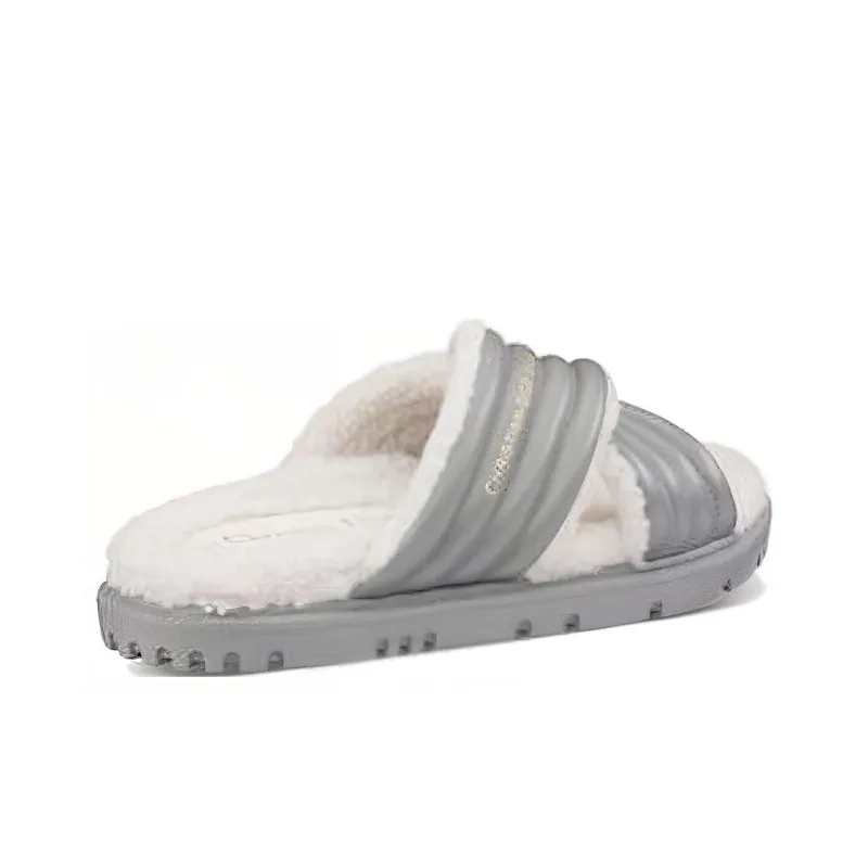 DIOR D Cross Slide Slippers Women's Gray White-3