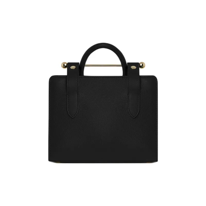 Strathberry Smooth Calf Leather Tote Bag Shopping Bag Shoulder Bag Crossbody Bag Handbag Mini Women's Black-2