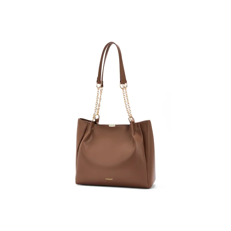 ST&SAT Synthetic Leather Handbag, Shoulder Bag Women's Brown/Pearl White-4