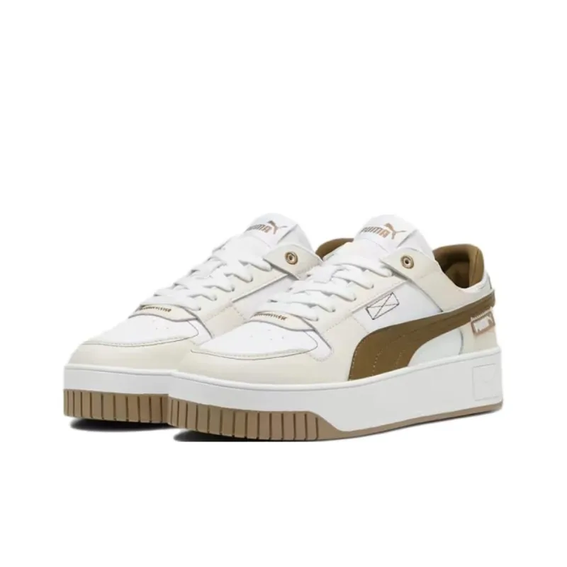 PUMA Carina Street Anti-Slip Wear-Resistant Low-Top Casual Shoes Women's Beige White Brown-2