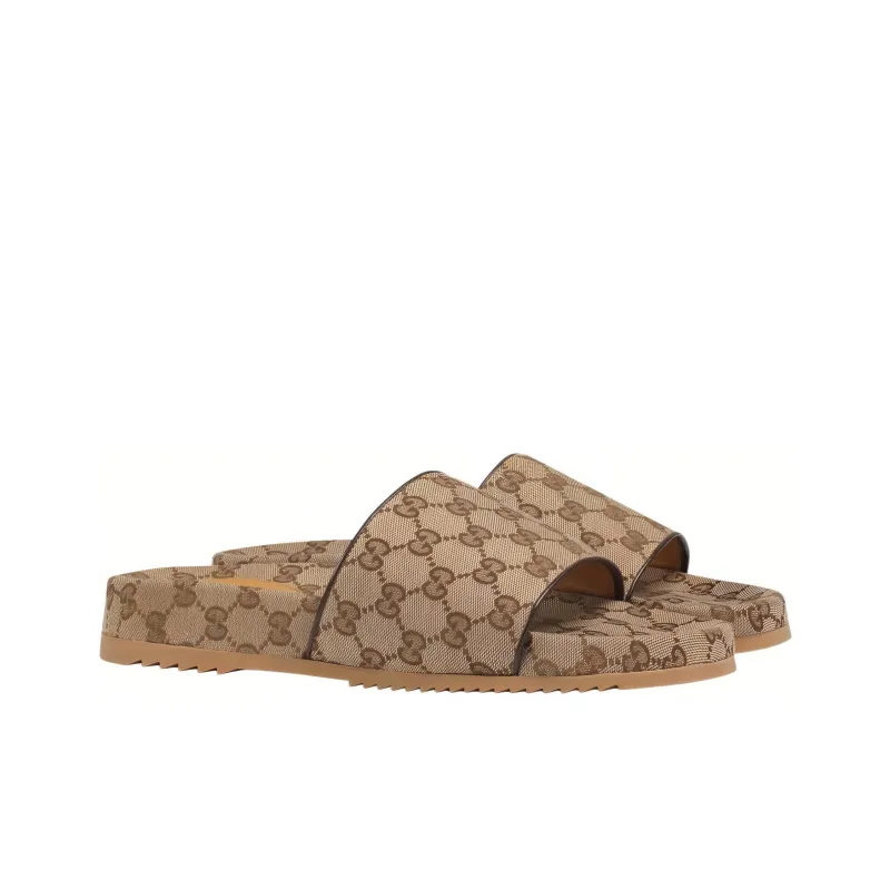 GUCCI Gg Slide Beige Canvas-2