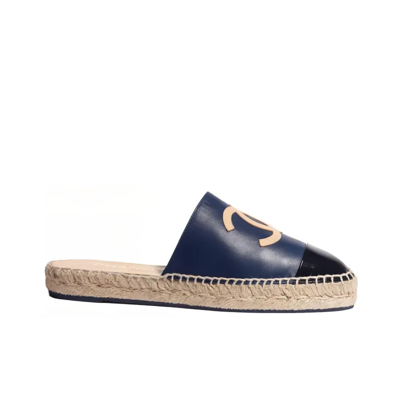 CHANEL Rubber Sole Abrasion Resistant Closed Toe Slippers Women's Dark Blue-1