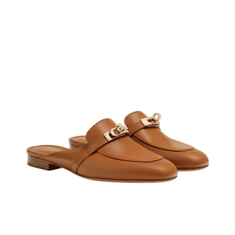HERMES Casual Single Shoes Women's Brown-2