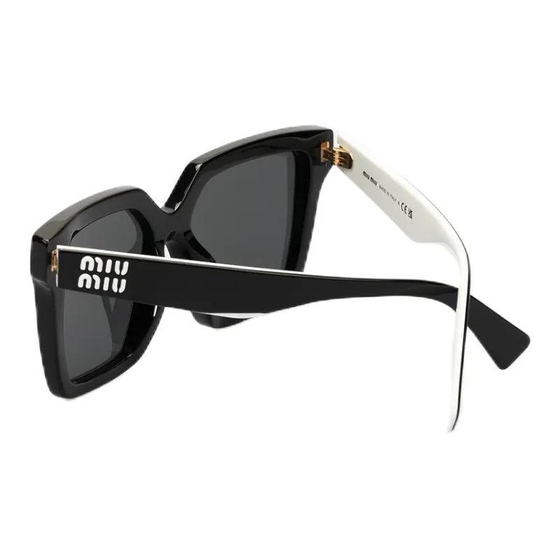 MIU MIU Composite Fiber Irregular Shape Sunglasses Unisex Black-2