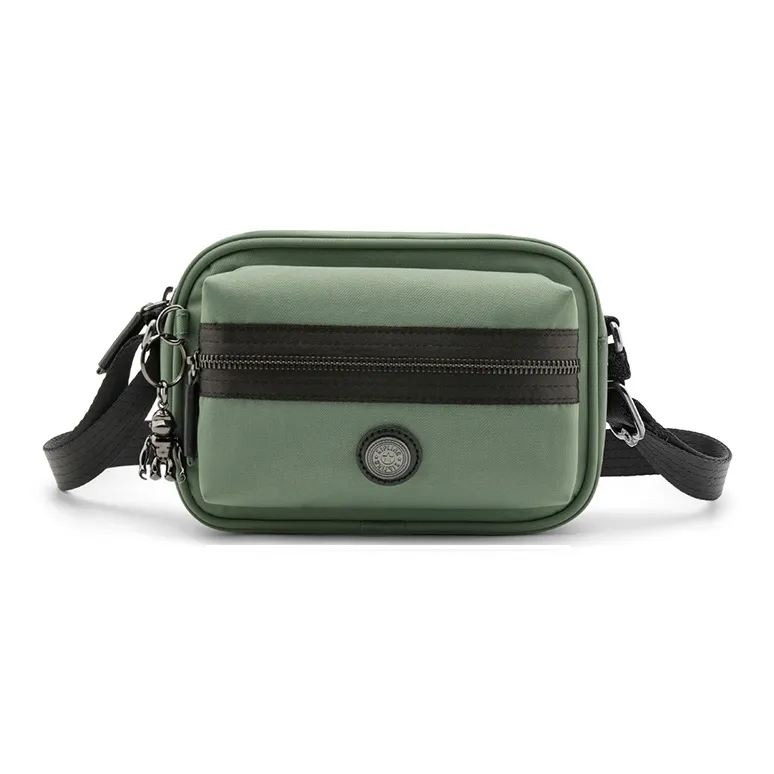 Kipling Polyamide Camera Bag, Shoulder Bag, Crossbody Bag Small Size Unisex Green Patchwork-0