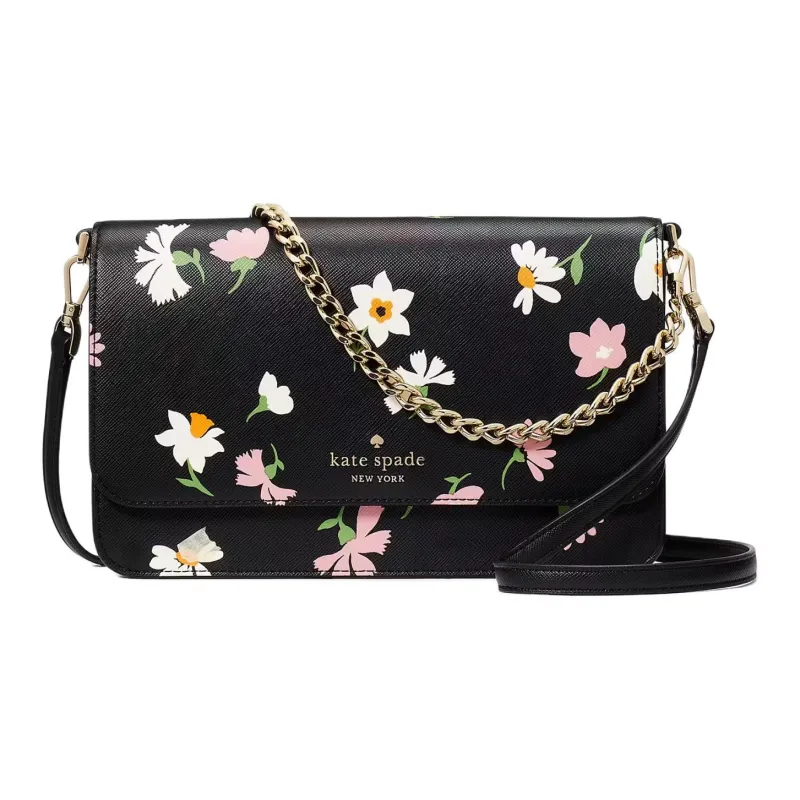 Kate Spade Saffiano Leather Crossbody Bag, Shoulder Bag Women's Black-0