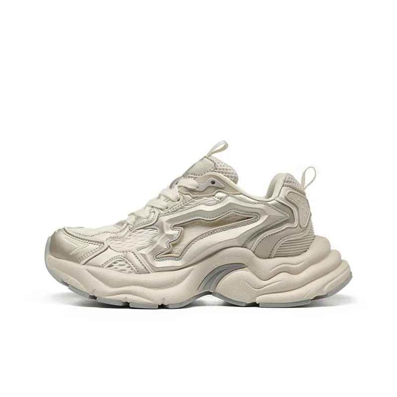 TOFAVE Anti Slip Wear Resistant Low Top Chunky Sneakers Unisex Champagne-0