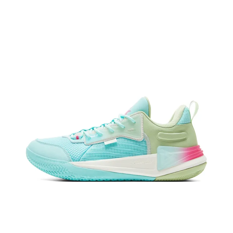 PEAK Basketball Shoes Men Low Top Light Khaki/Orange Yellow/Pink Green-0