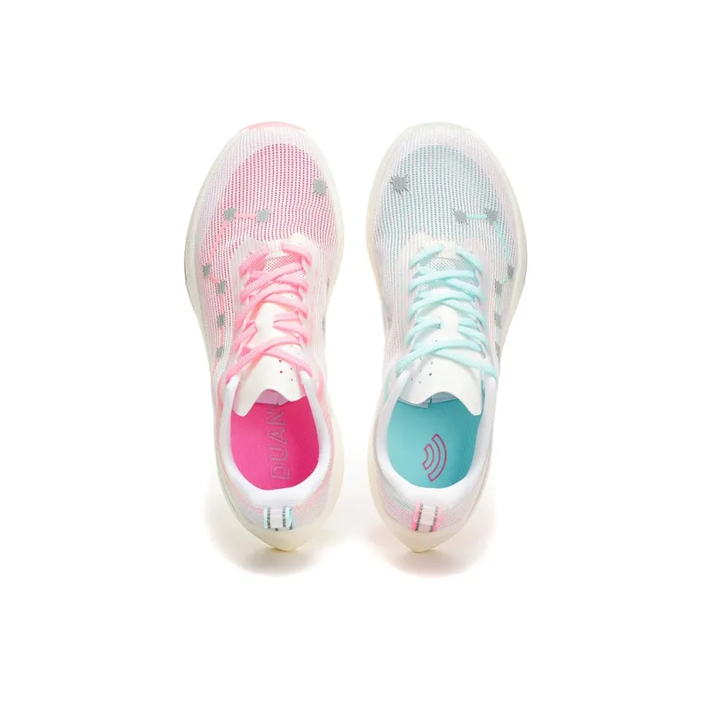 DUANGOU Abrasion Resistant Lightweight Slip Resistant Low Top Running Shoes Unisex Blue Pink Mismatched-6
