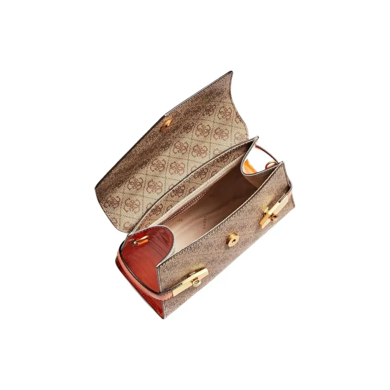 GUESS Synthetic Leather Shoulder Bag Crossbody Bag Handbag Mini Women's Orange And Brown-1