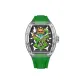 Transparent Case Green Dial Green Rubber Strap