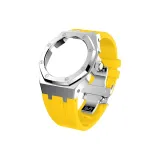 Silver Case Silver Ring Yellow Strap