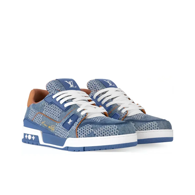 LOUIS VUITTON Lv Trainer Blue Damier 3D Denim-3