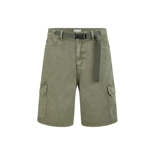 URBAN REVIVO Casual Shorts Men Gray Green