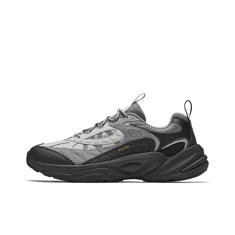 Anta Running Collection Non slip Wear resistant Shock Absorption Low Top Casual Running Shoes Men's Gray Black-0