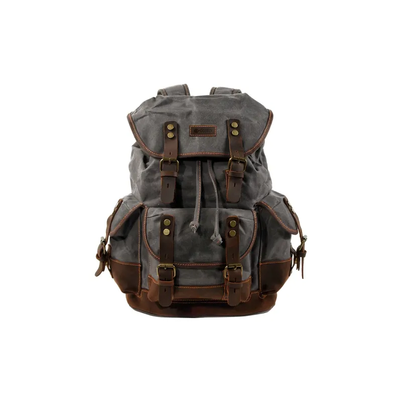 COTECi Top Grain Crazy Horse Cow Leather With Washable Canvas Backpack Tubas Men's Gray/Army Green/Black/Khaki-10