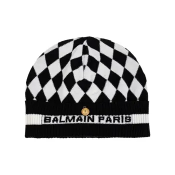 BALMAIN Checked Wool Beanie