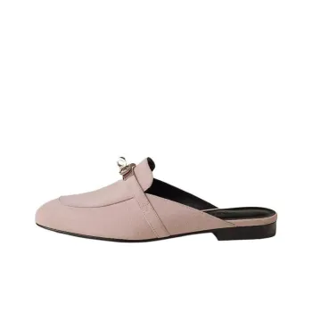 HERMES Oz Rubber Sole Wrap toe Slippers Women's Pink