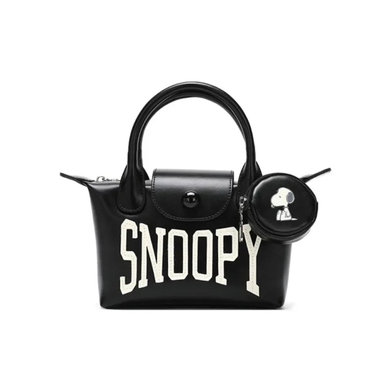 SNOOPY PU Handbag Crossbody Bag Small Size Women's Black-0